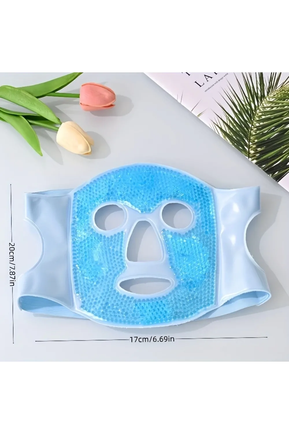 Terapi Jel Yüz Maskesi Soğuk Ve Sıcak Boncuklu Ayarlanabilir Maske (Mavi)
