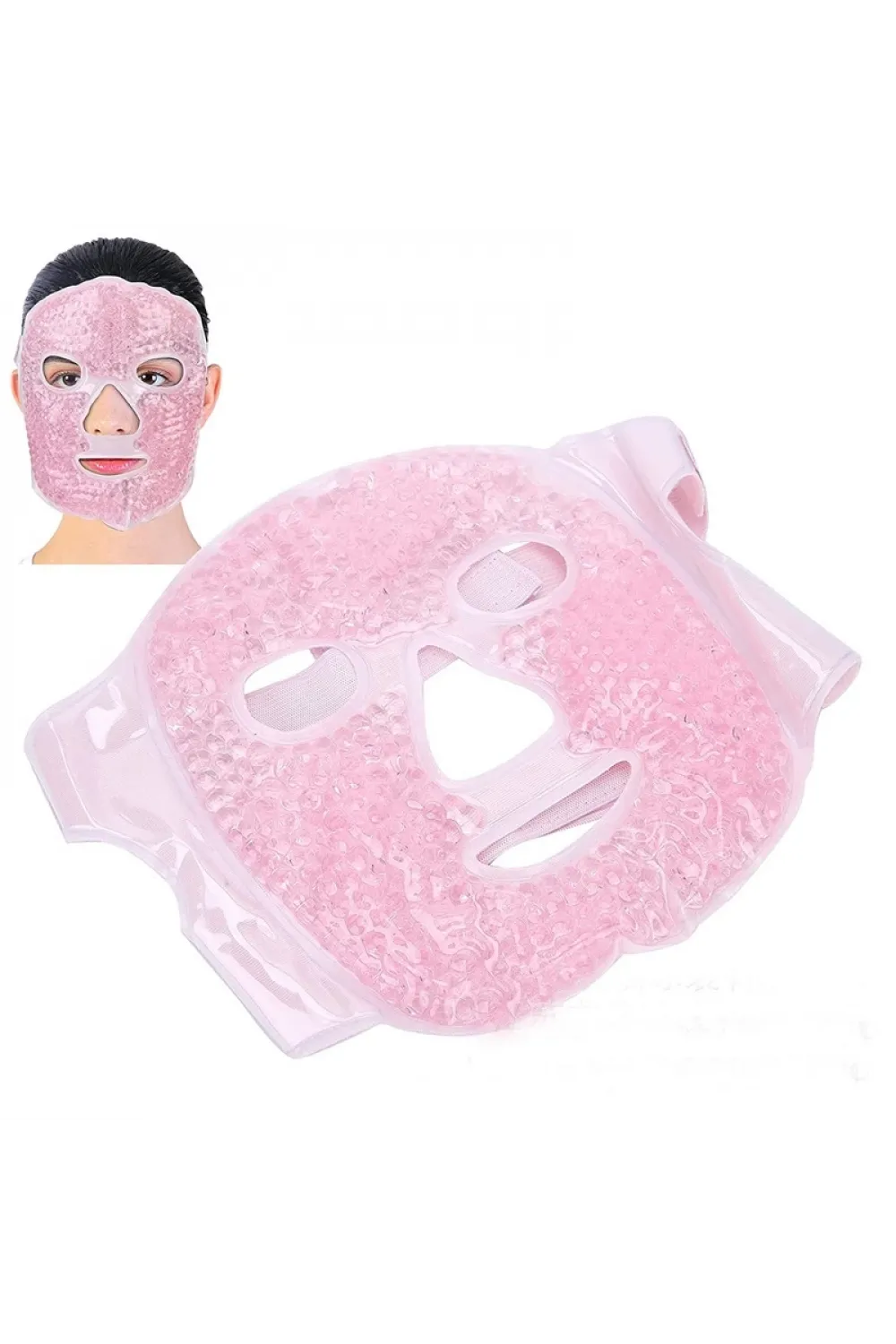 Terapi Jel Yüz Maskesi Soğuk Ve Sıcak Boncuklu Ayarlanabilir Maske (Pembe)