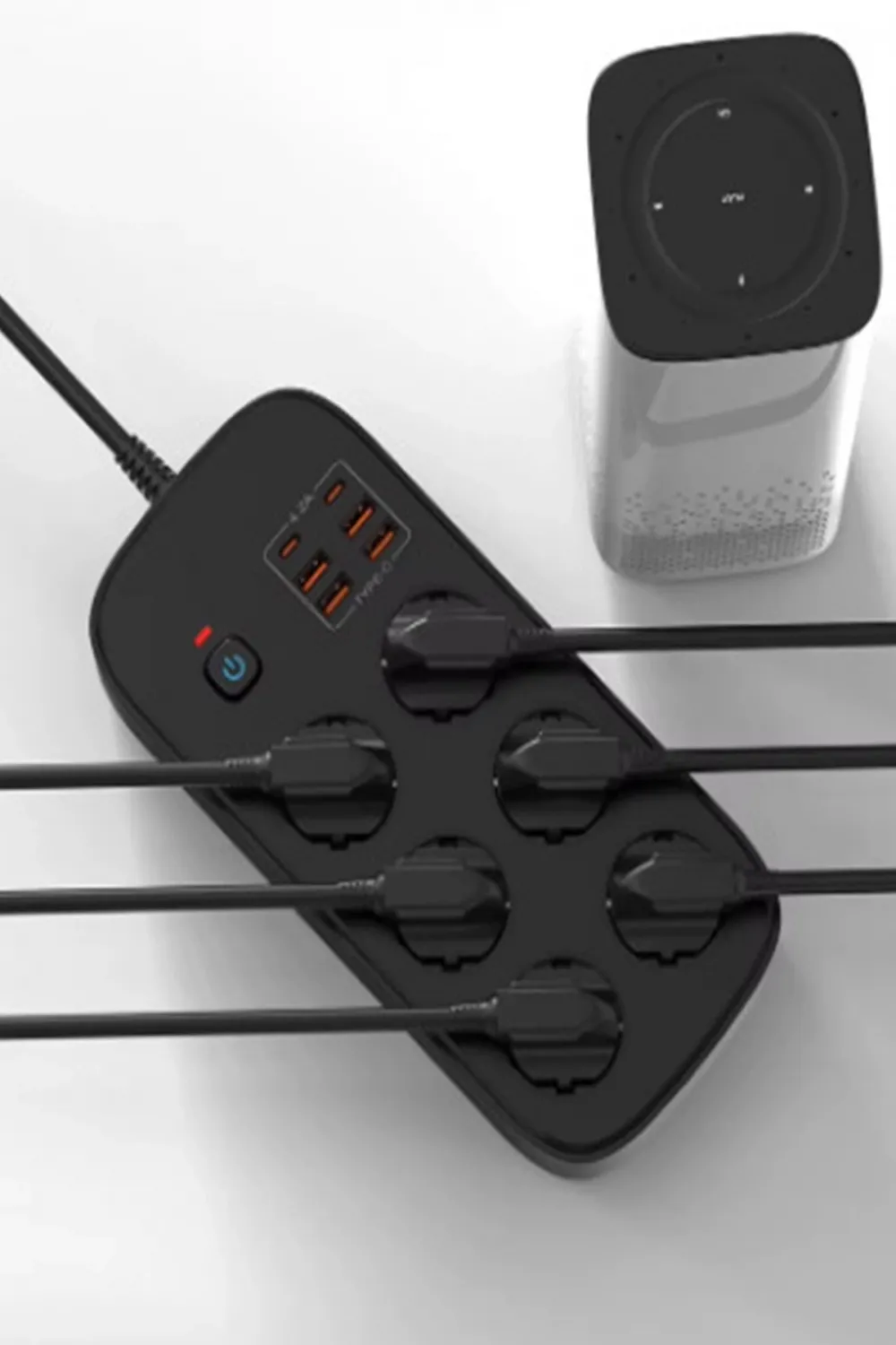 Termal Akım Korumalı 6’lü Priz 4x Usb 2x Type-c Çıkışlı Grup Priz Çoğaltıcı (3500w) Siyah