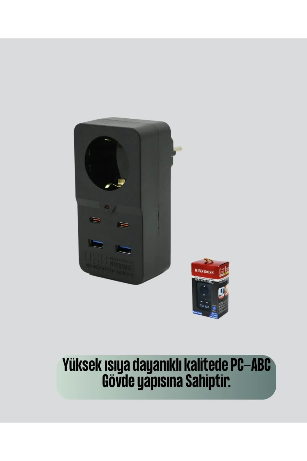 Termal Korumalı Priz Otomatik Çocuk Kilidi 4 Usb Type C