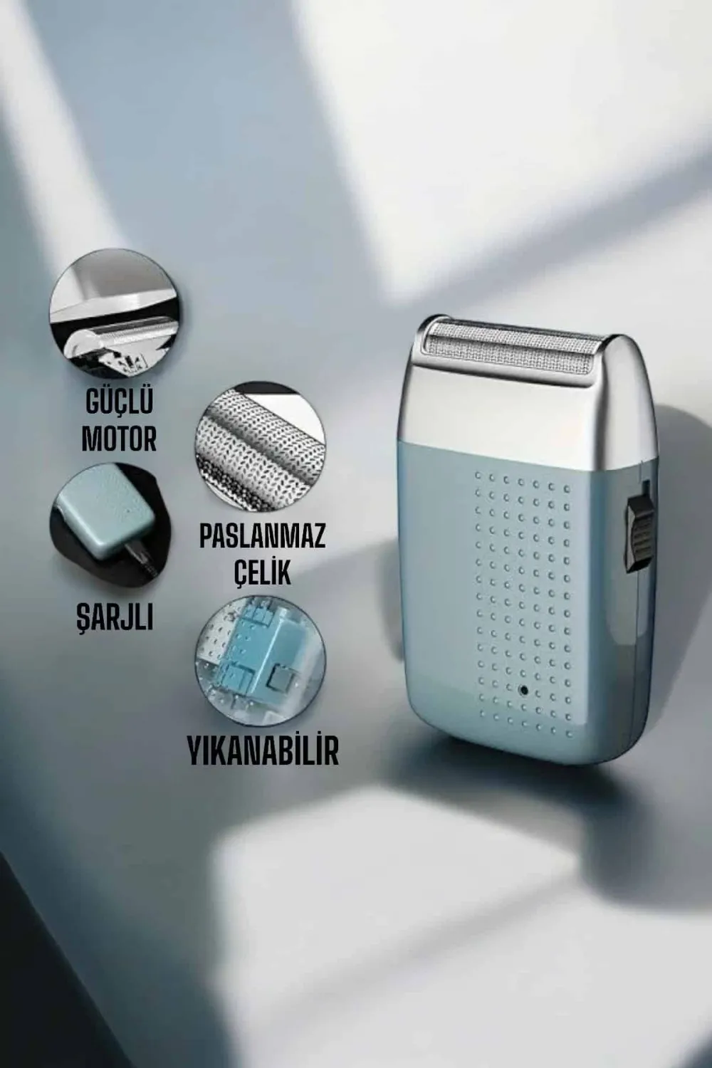 Tıraş Makinesi Sinek Kaydı Paslanmaz Çelik Taşınabilir Şarjlı