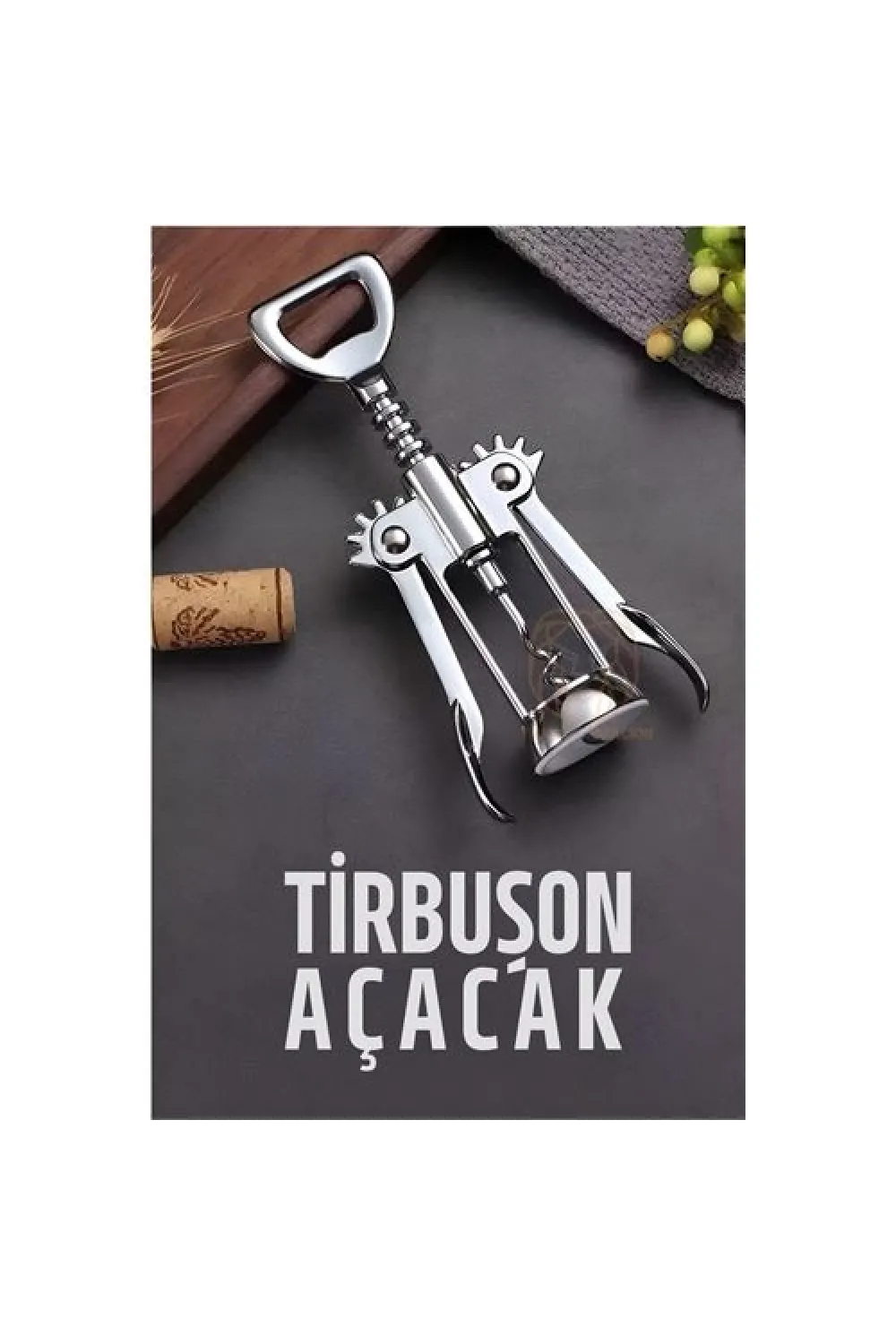 Tirbuşon Basınçlı Pratik Tirbuşon Şarap ve Şişe Açacağı Kolay Kullanım Çelik 721046