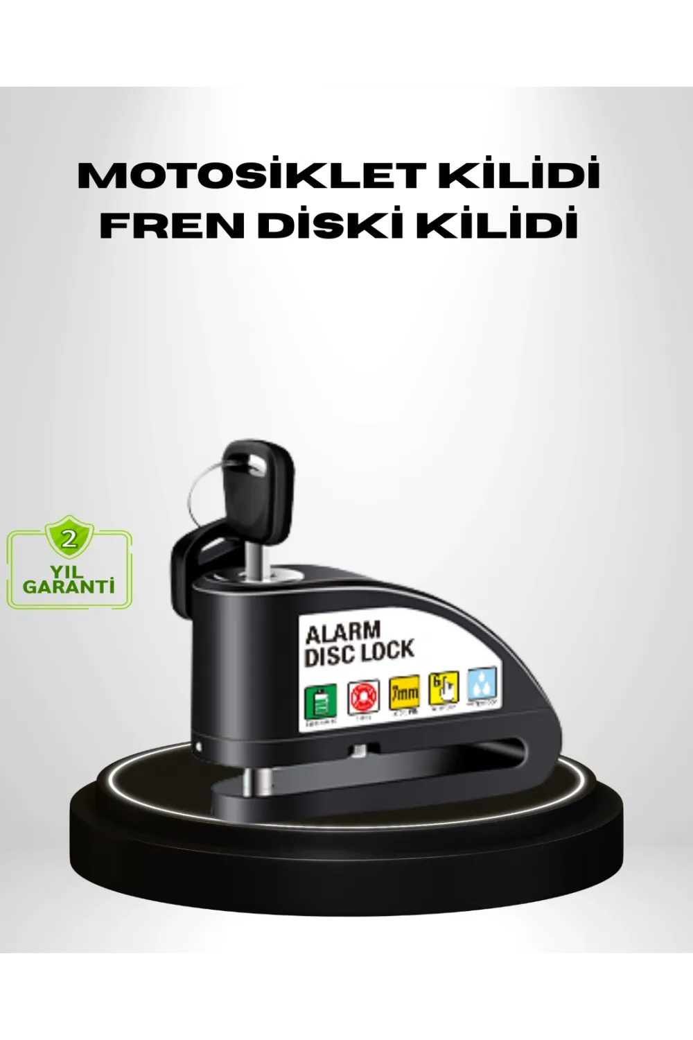 Titreşim Sensörlü Alarmlı Motosiklet Disk Kilidi 14mm Çelik Çift Kilitleme