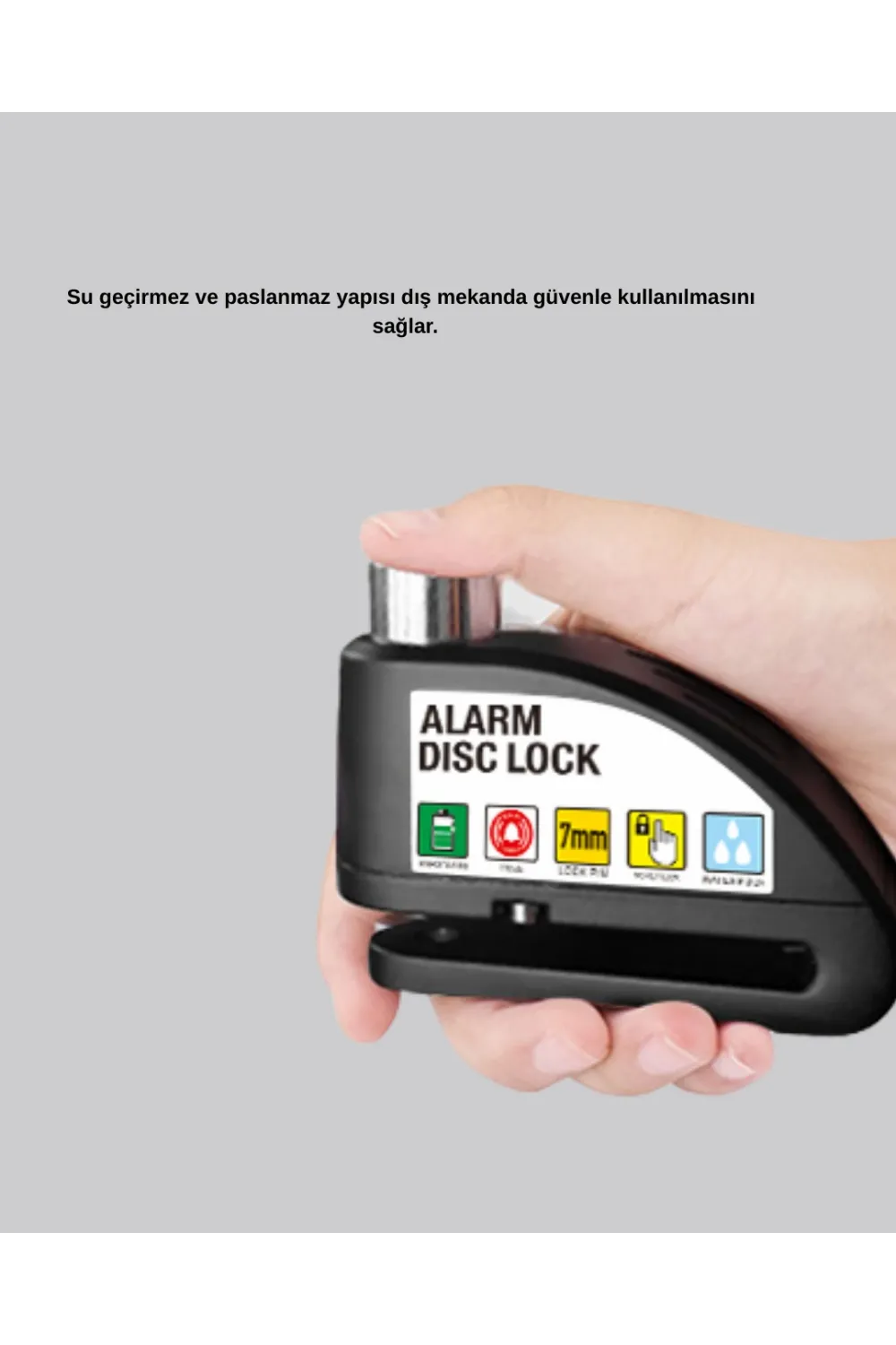 Titreşim Sensörlü Alarmlı Motosiklet Disk Kilidi 14mm Çelik Çift Kilitleme