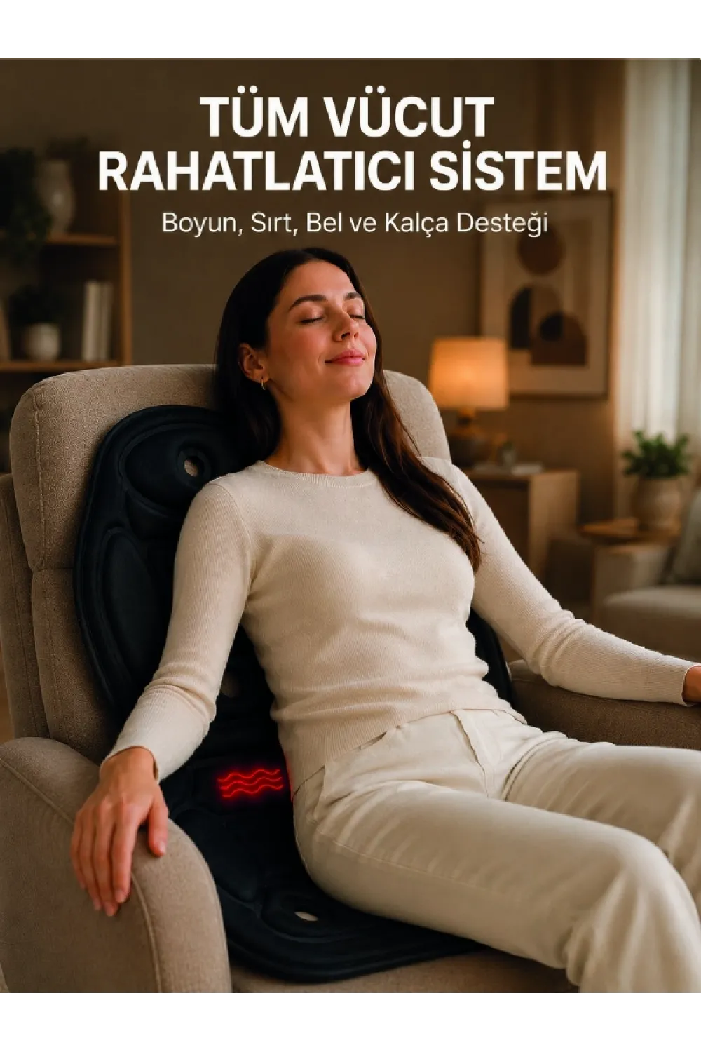 Titreşimli Isıtmalı Koltuk Tipi Masaj Minderi Ergonomik Tasarım