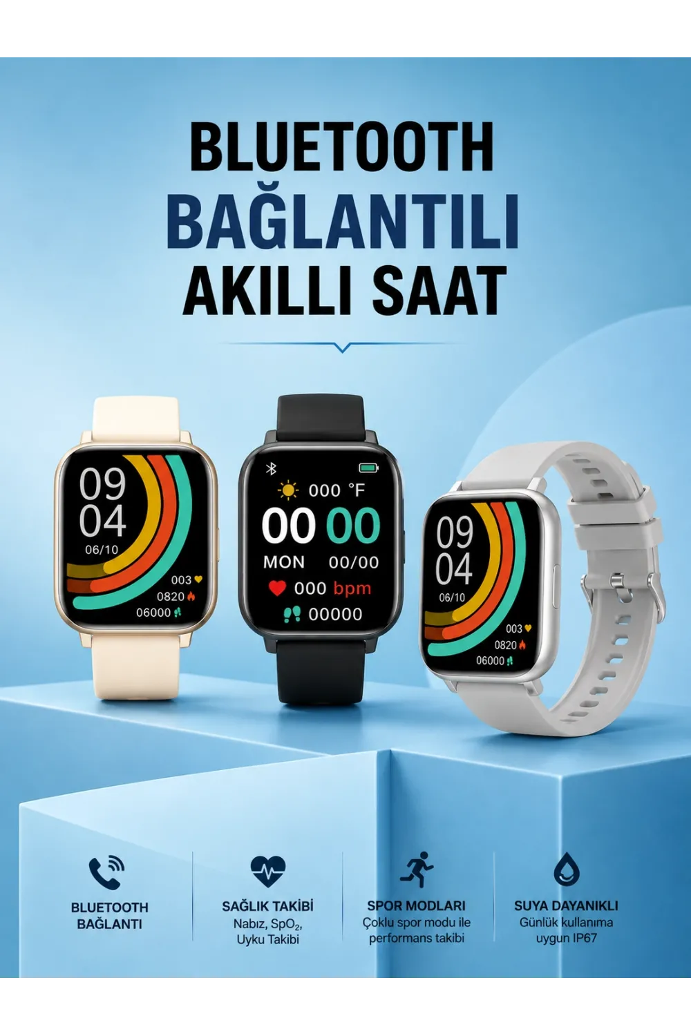 Titreşimli, Sağlık Takipli, Yeni Nesil Akıllı Saat  400mah Batarya Kapasiteli
