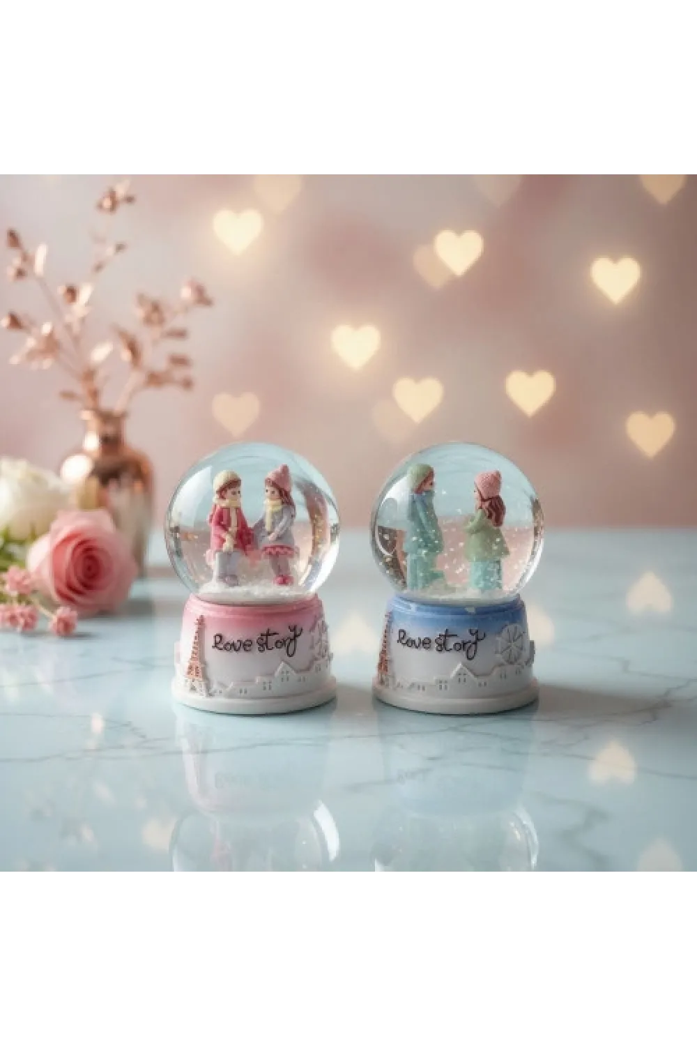 Toptan Love Story Işıklı Mini Kar Küresi