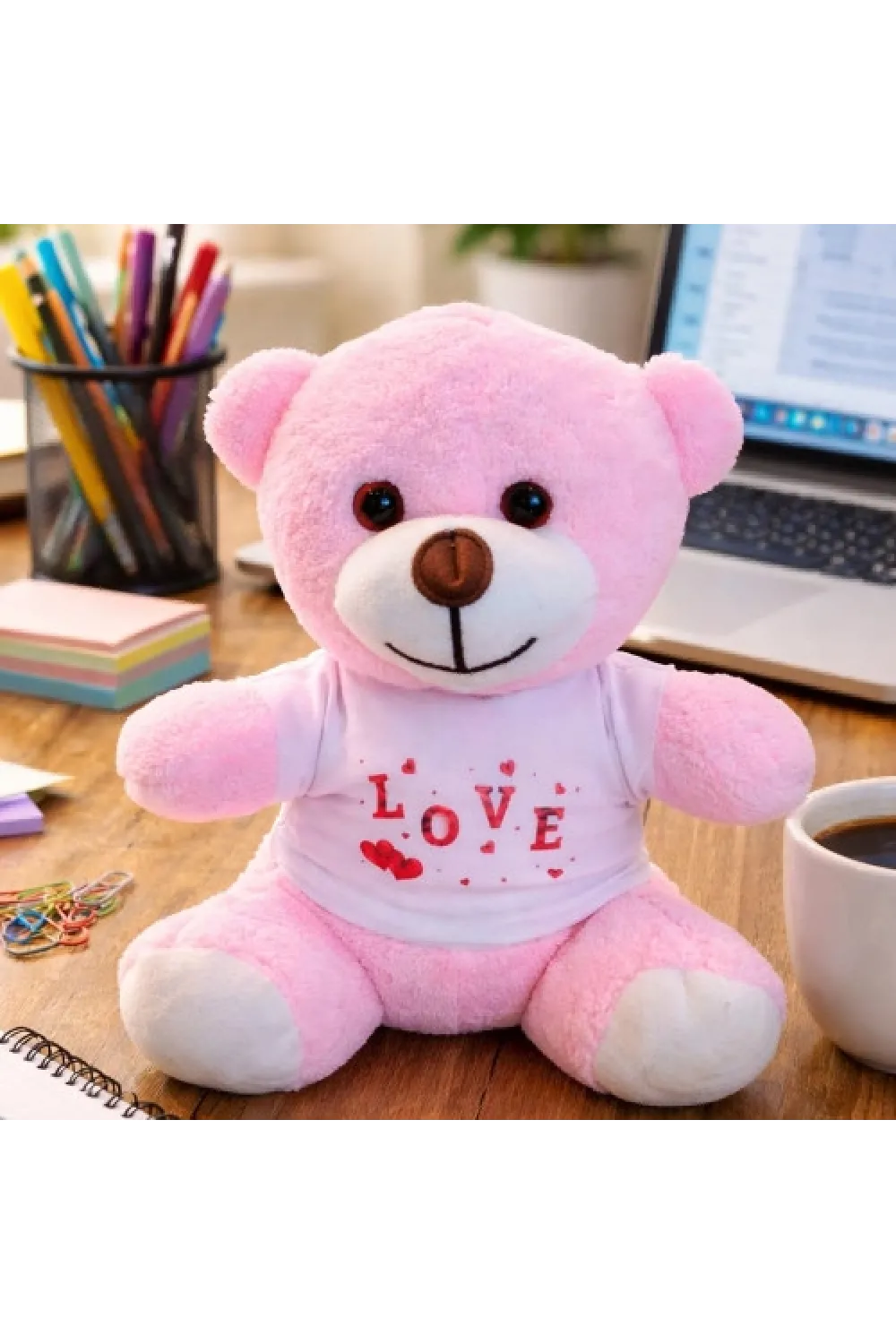 Toptan Love Tişörtlü Pembe Ayıcık