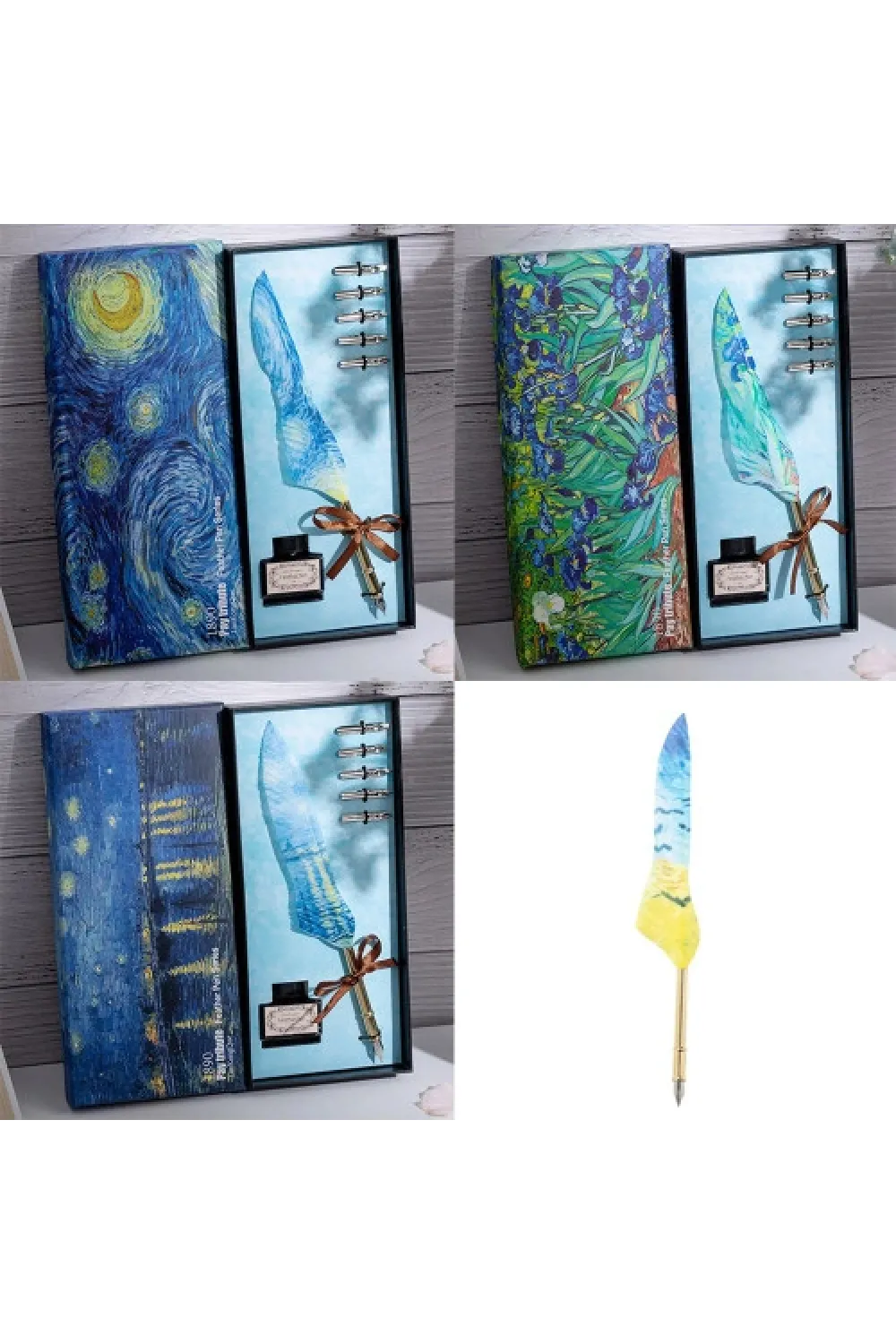 Toptan Vang Gogh Temalı Tüylü Divit Kalem Seti