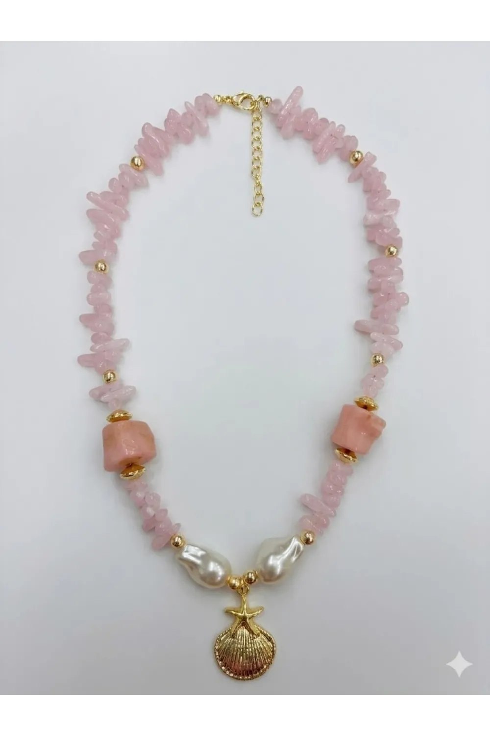 Toz Pembe  Pirinç Kolyeler 40+5 Cm  - Kl0295