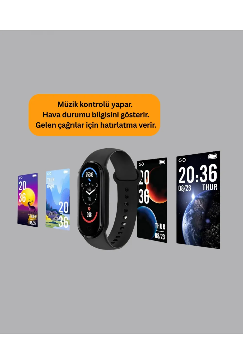 Tpu Ve Silikon Kordonlu Akıllı Bileklik – 20 Gün Bekleme Süresi