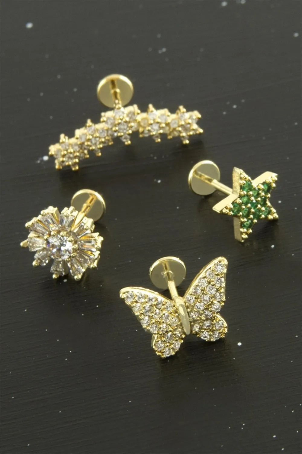 Tragus Zirkon Taşlı  Piercing 1 Adet