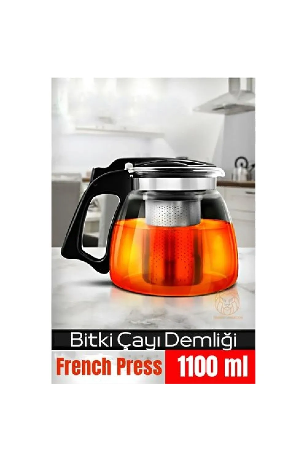 TransForMacion  Süzgeçli French Press Cam Demlik 1100 Ml Bitki Çayı Demliği 722243