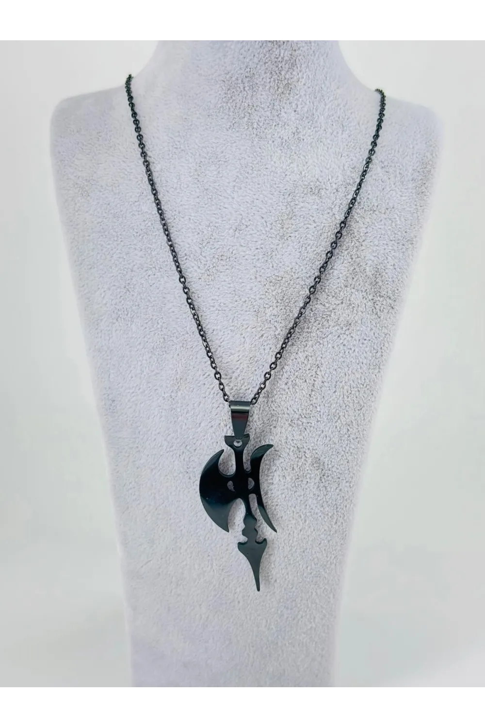 Tribal Balta Figürü Çelik Erkek Kolye - Ekl0093