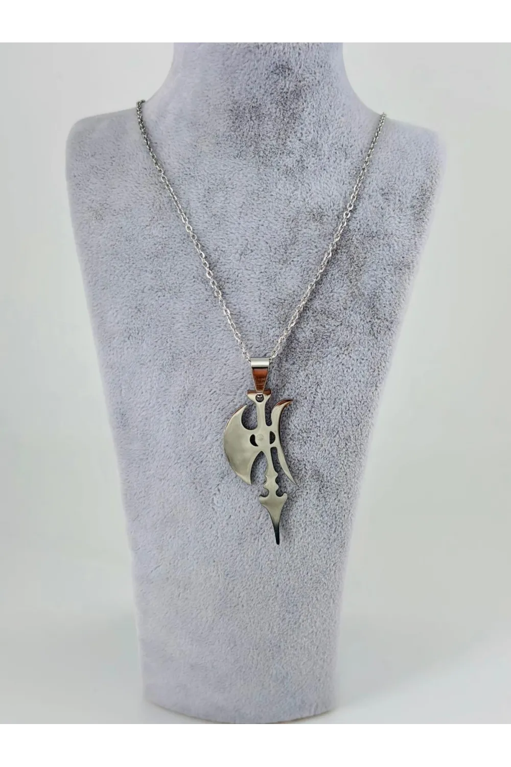 Tribal Balta  Figürü Çelik Erkek Kolye - Ekl0102