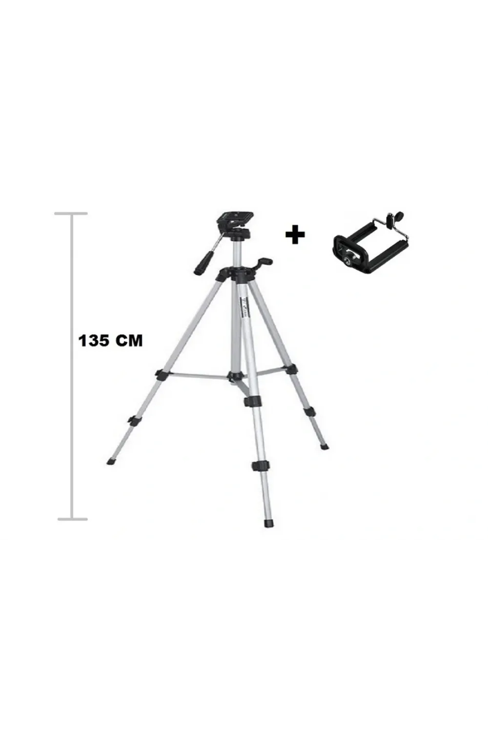 Tripod : Telefon Ve Kamera Tutucu Ayak + Telefon Tutucu - 105cm