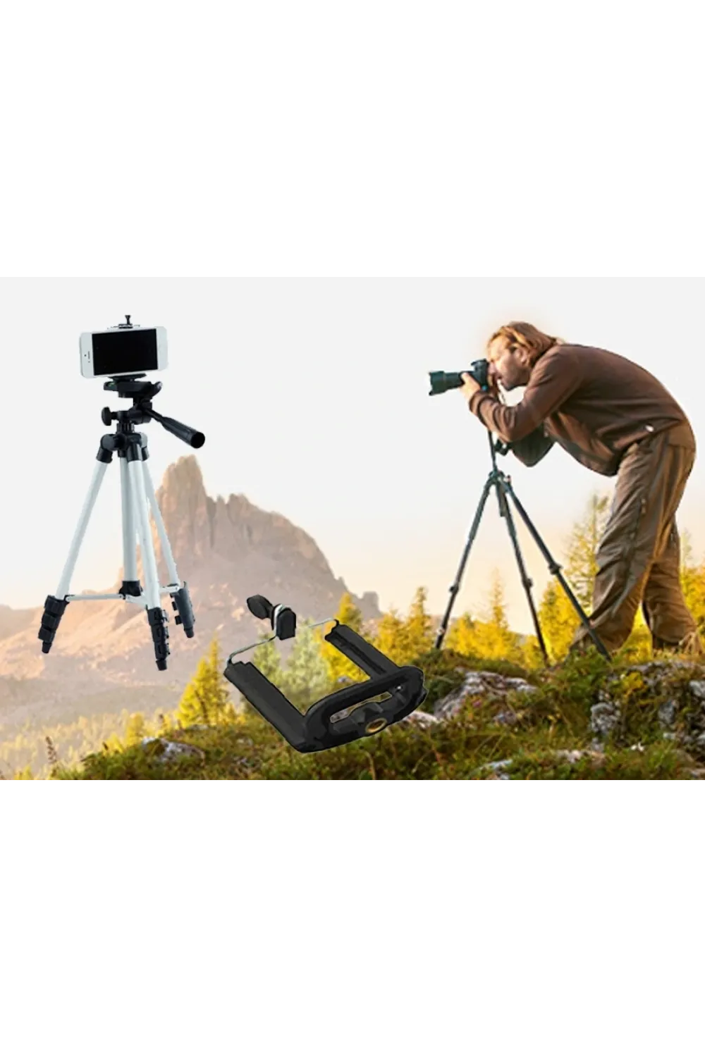 Tripod : Telefon Ve Kamera Tutucu Ayak + Telefon Tutucu - 105cm