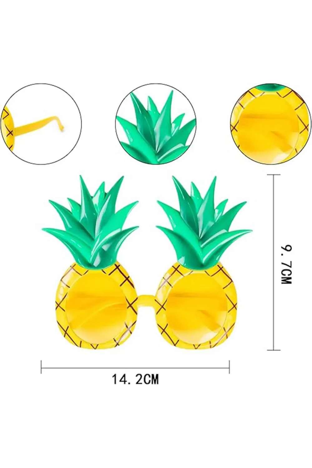 Tropikal Hawaii Ananas Şekilli Parti Gözlüğü 9.5 x 14 cm
