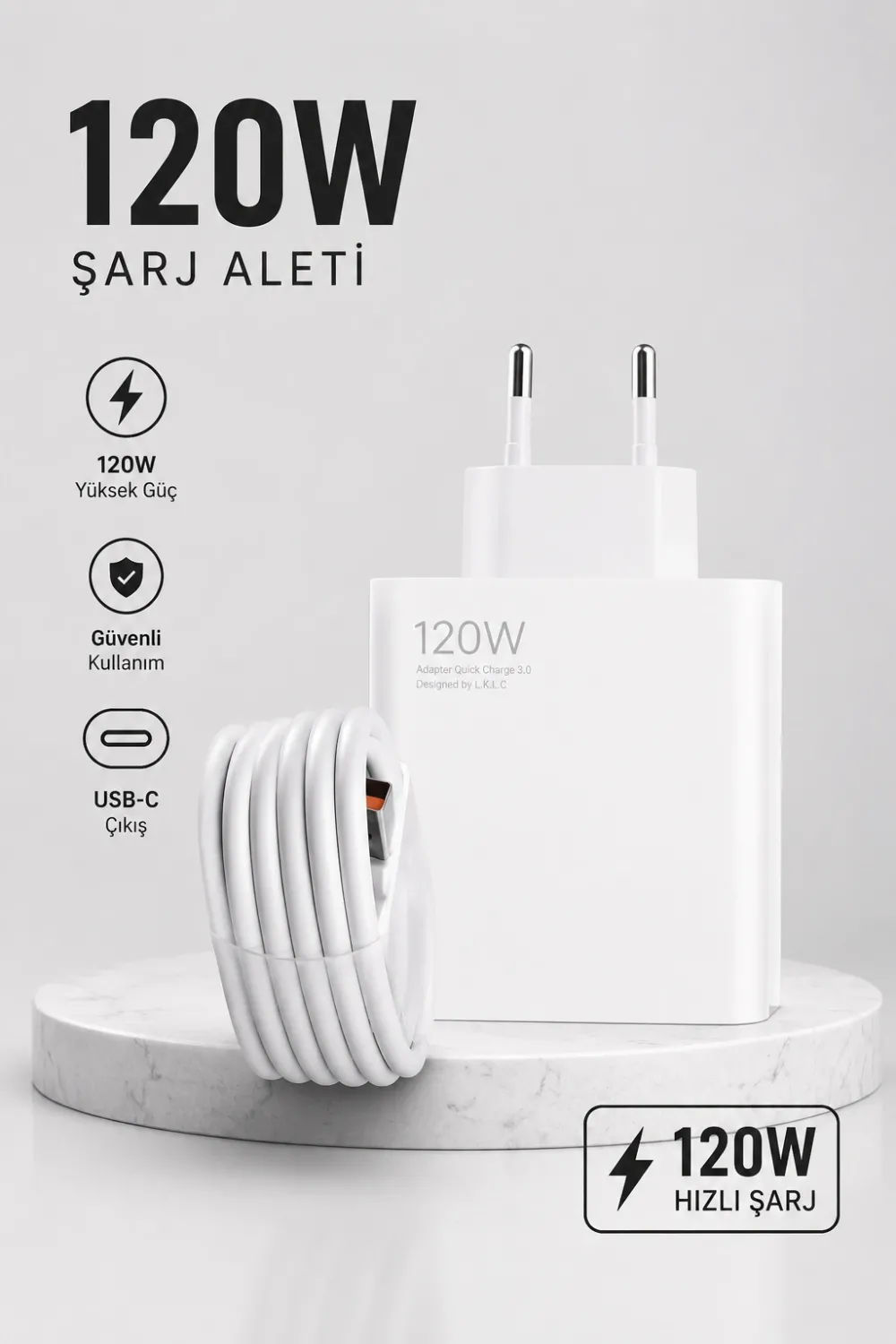 Turbo Hızlı Şarj Destekli 120w Usb-c Şarj Seti