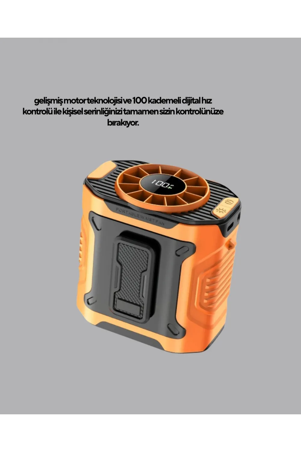 Turbo Mini Taşınabilir Fan – 100 Kademeli Dijital Hız Kontrolü Ve Type-c Şarj