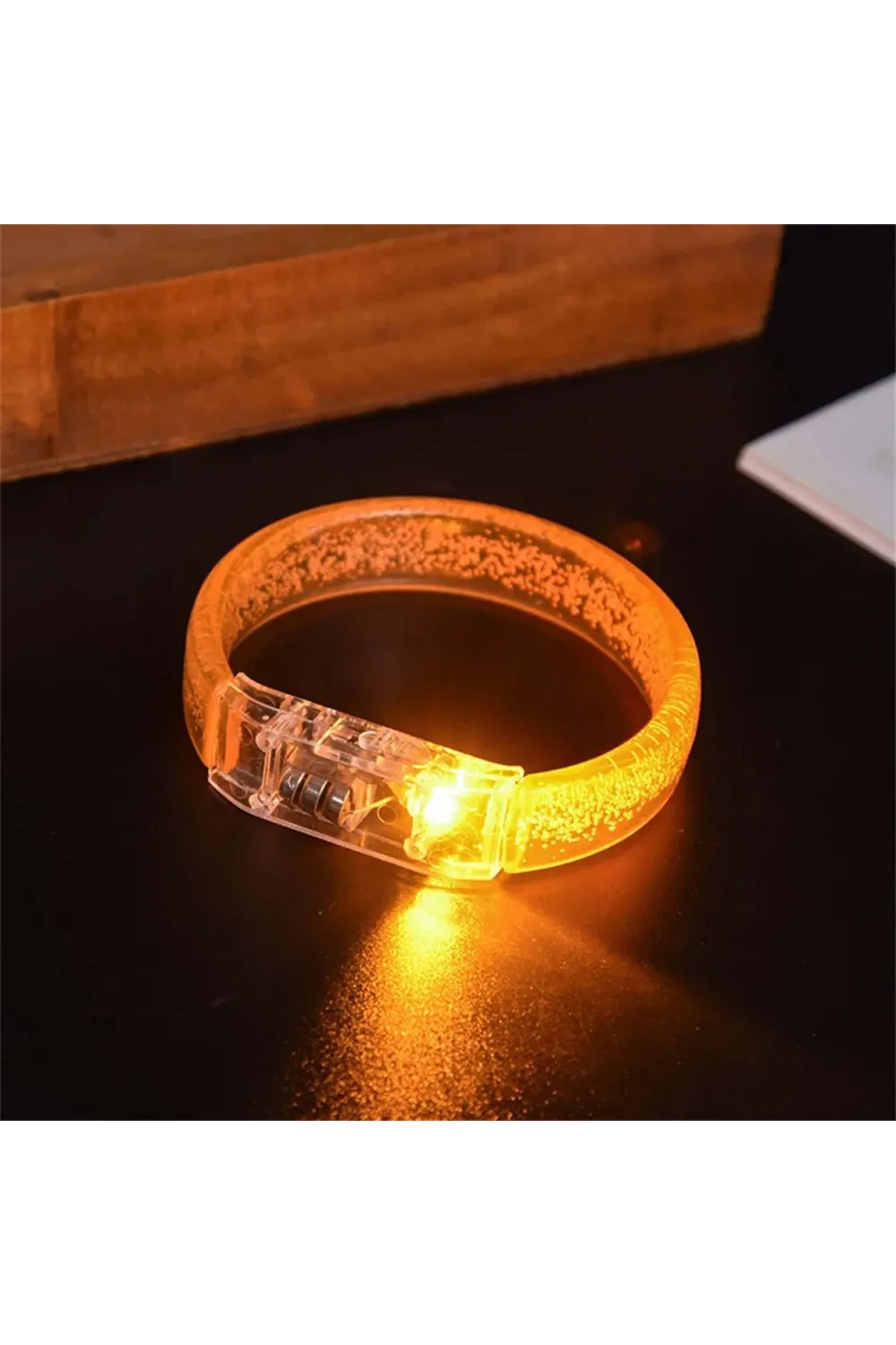 Turuncu Led Işıklı Baskı Yapılabilen Pilli Bileklik Bilezik 1,5 cm Genişlik