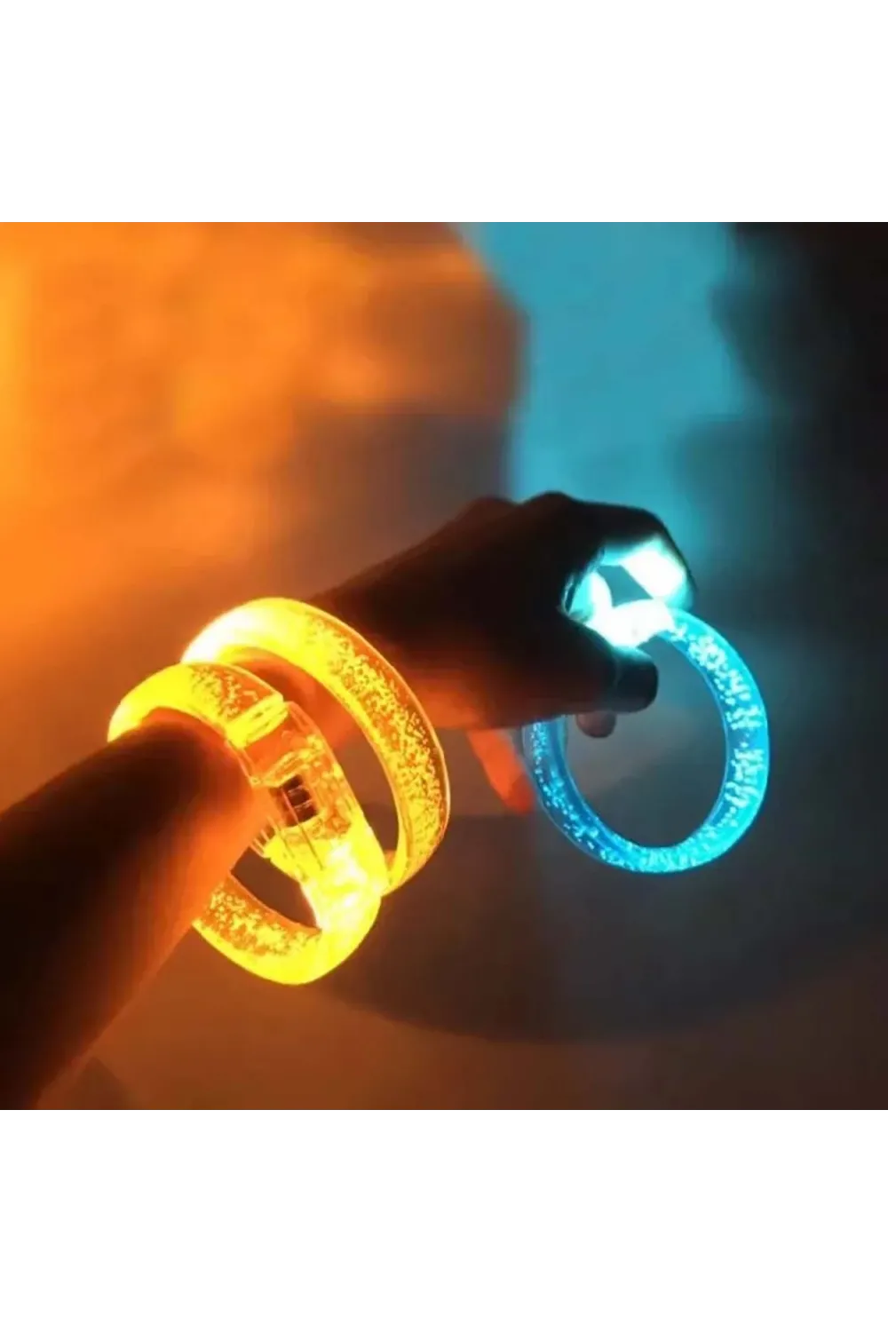 Turuncu Led Işıklı Baskı Yapılabilen Pilli Bileklik Bilezik 1,5 cm Genişlik