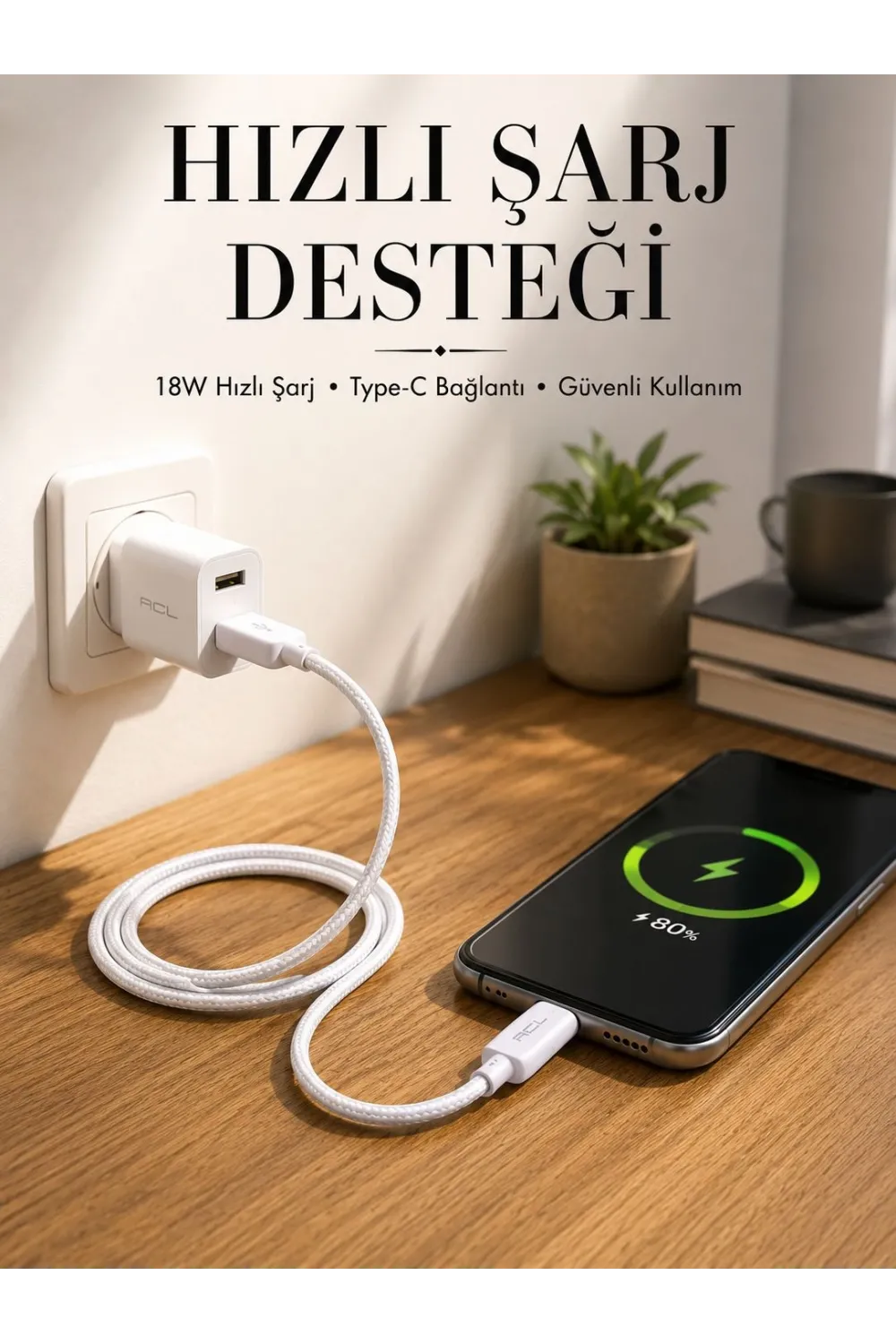 Type-c Girişli Cihazlar İçin Şarj Kablosu