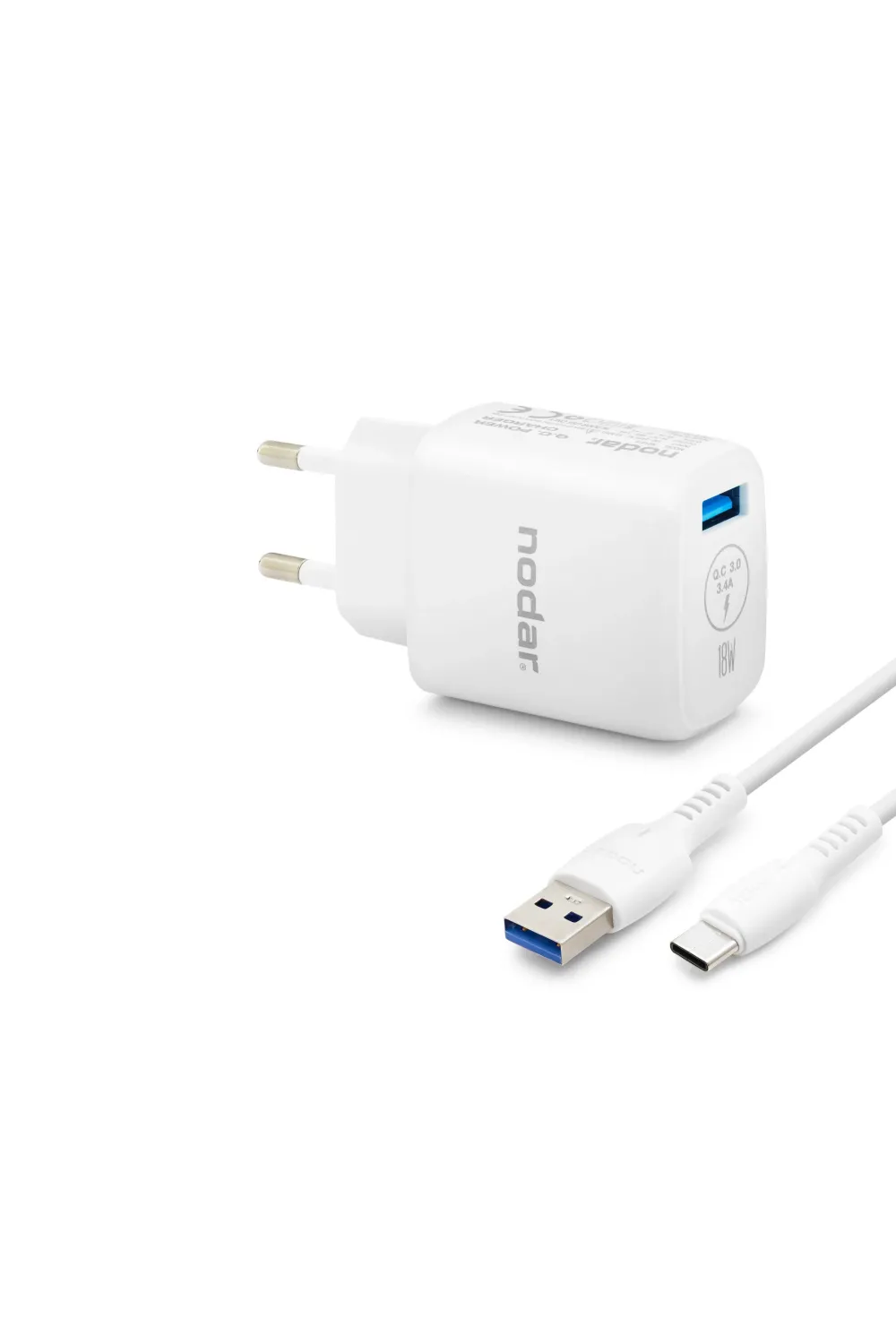Type-C Qc 3.0 Hızlı Şarj Seti 18W 3.4A Usb Adaptörlü - Beyaz ND1010