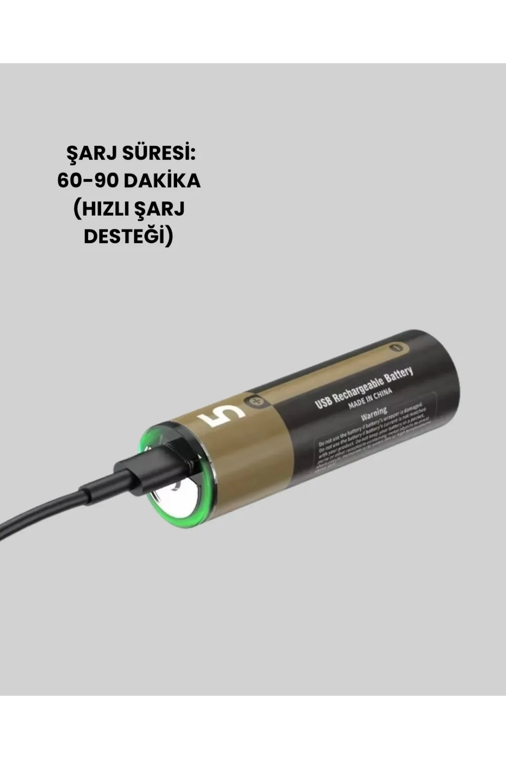 Type-c Usb İle Hızlı Şarj Edilebilir Aa Kalem Pil | 1.5v Lityum | Çiftli Paket