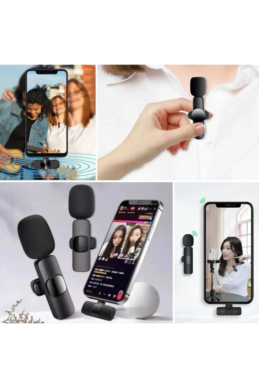 Type C Uyumlu İphone Dönüştürücülü Kablosuz Yaka Mikrofonu Android Ve İphone Uyumlu Mini Mikrofon