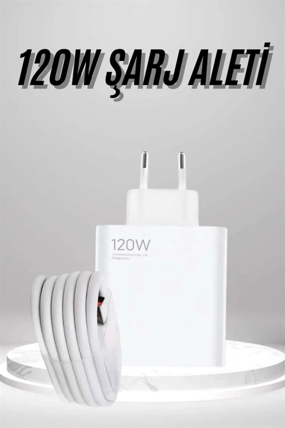 Type C Yüksek Hızlı Şarj Aleti Beyaz 120w Ultra Uzun Ömürlü