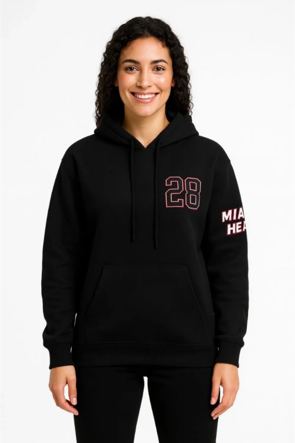 Üç İplik Kapüşonlu Ön Ve Arka Baskılı SweatShirt Hoodie - Siyah