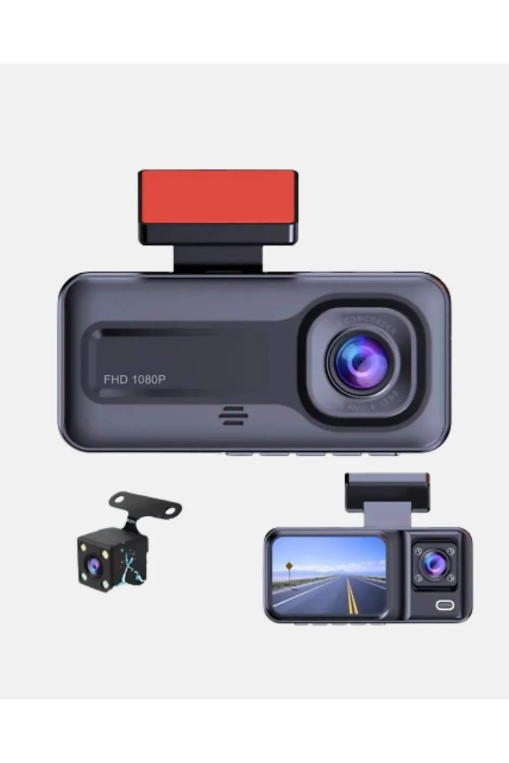 Üç Kameralı Dash Cam 170° Geniş Açılı Full Hd Gece Görüşlü