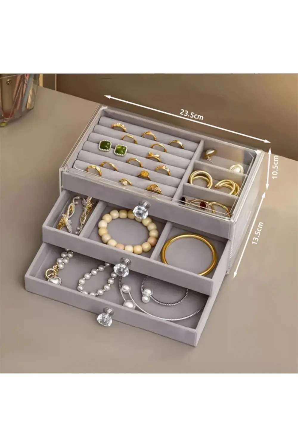 Üç Katlı Çekmeceli Takı Kozmetik Organizer