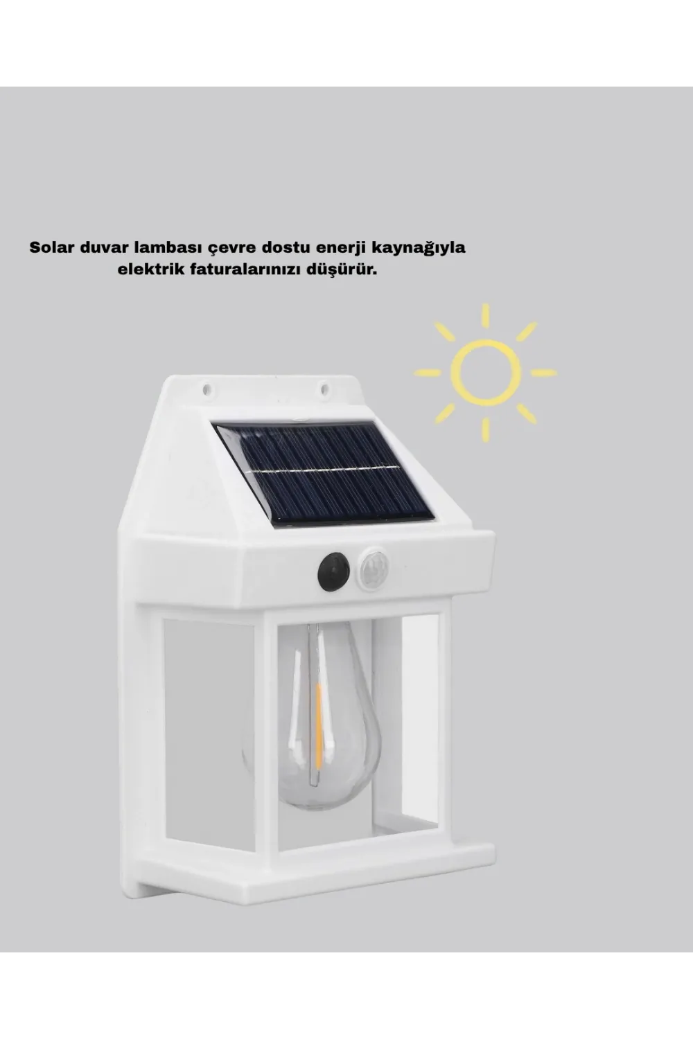 Üç Modlu Güneş Enerjili Duvar Lambası 1800mah Bataryalı Ve Hareket Sensörlü