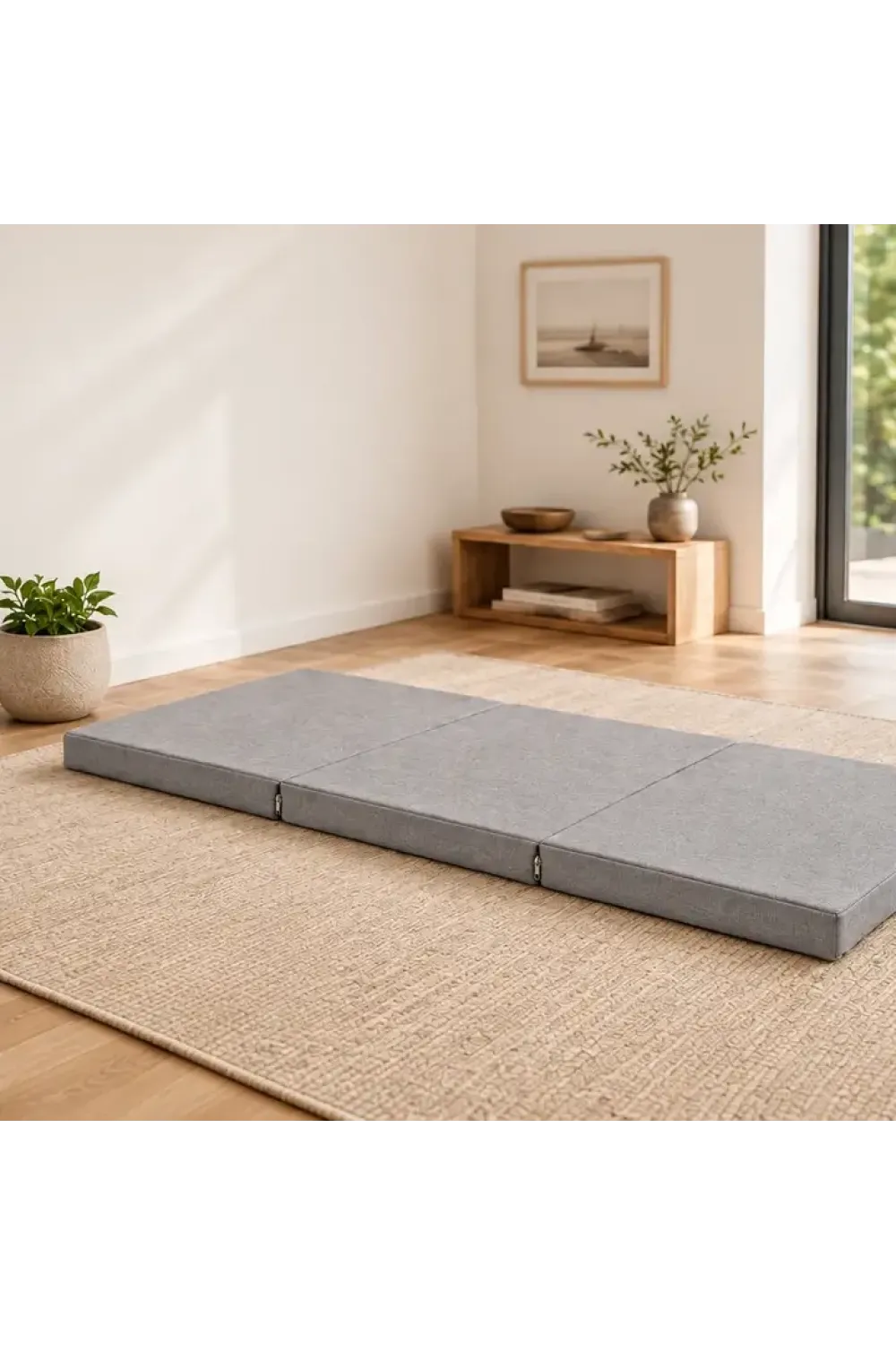 Üç Parçalı Katlanır Minder · 60 × 180 × 7 cm · Gri
