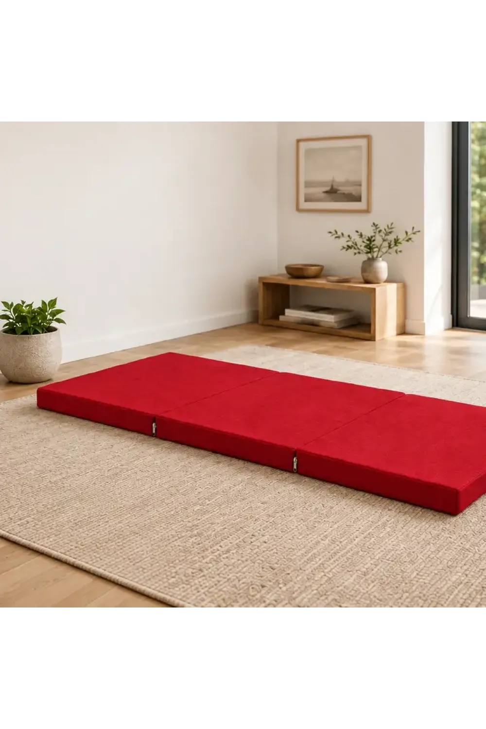 Üç Parçalı Katlanır Minder · 60 × 180 × 7 cm · Kırmızı