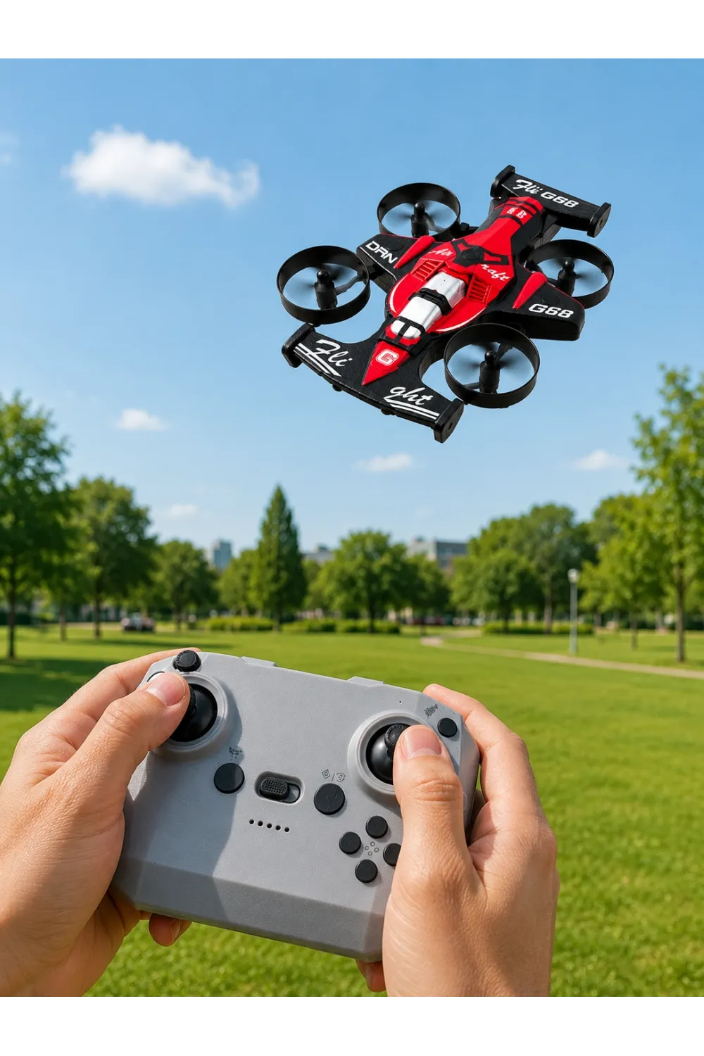 Uçan Araba Drone 4 Korumalı Pervaneli 360° Akrobatik Hareket Uzaktan Kumandalı