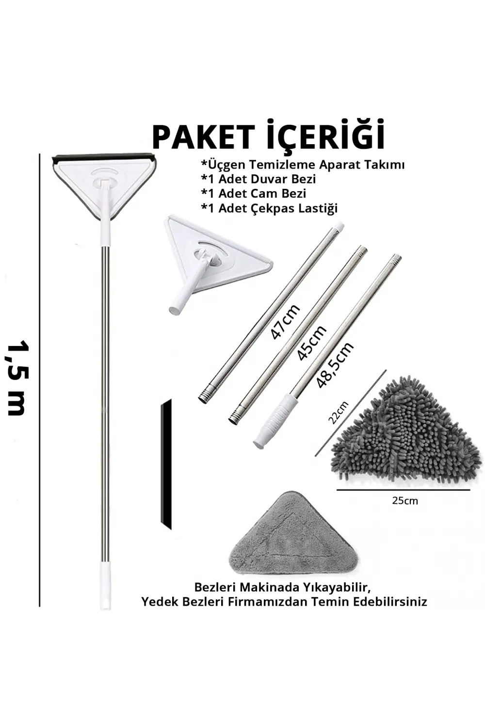 Üçgen Mop Cam Duvar Tavan Fayans Parke Temizleyici Mop