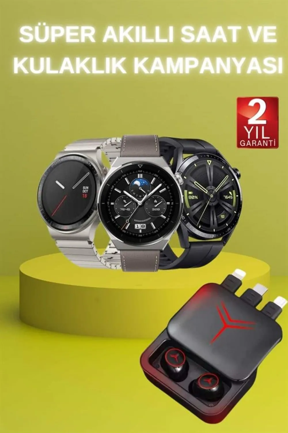 Ucuz Kaliteli Akıllı Saat Ve Powerbank Bluetooth Kulaklık 5.1 Stereo Anc Özelliği