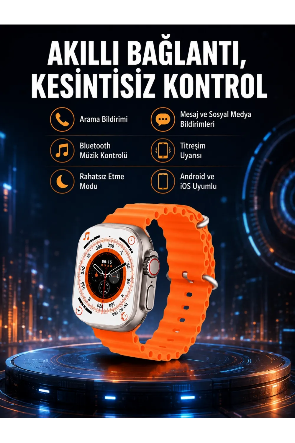 Ultra Akıllı Saat 49 Mm Çift Kordonlu Arama Cevaplama Bluetooth Bağlantılı