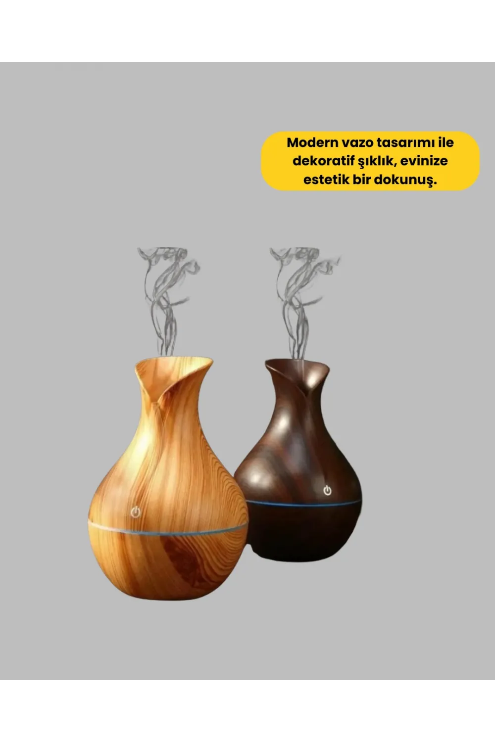 Ultrasonik Ahşap Desenli 130ml Aromaterapi Difüzör Ve Hava Nemlendirici
