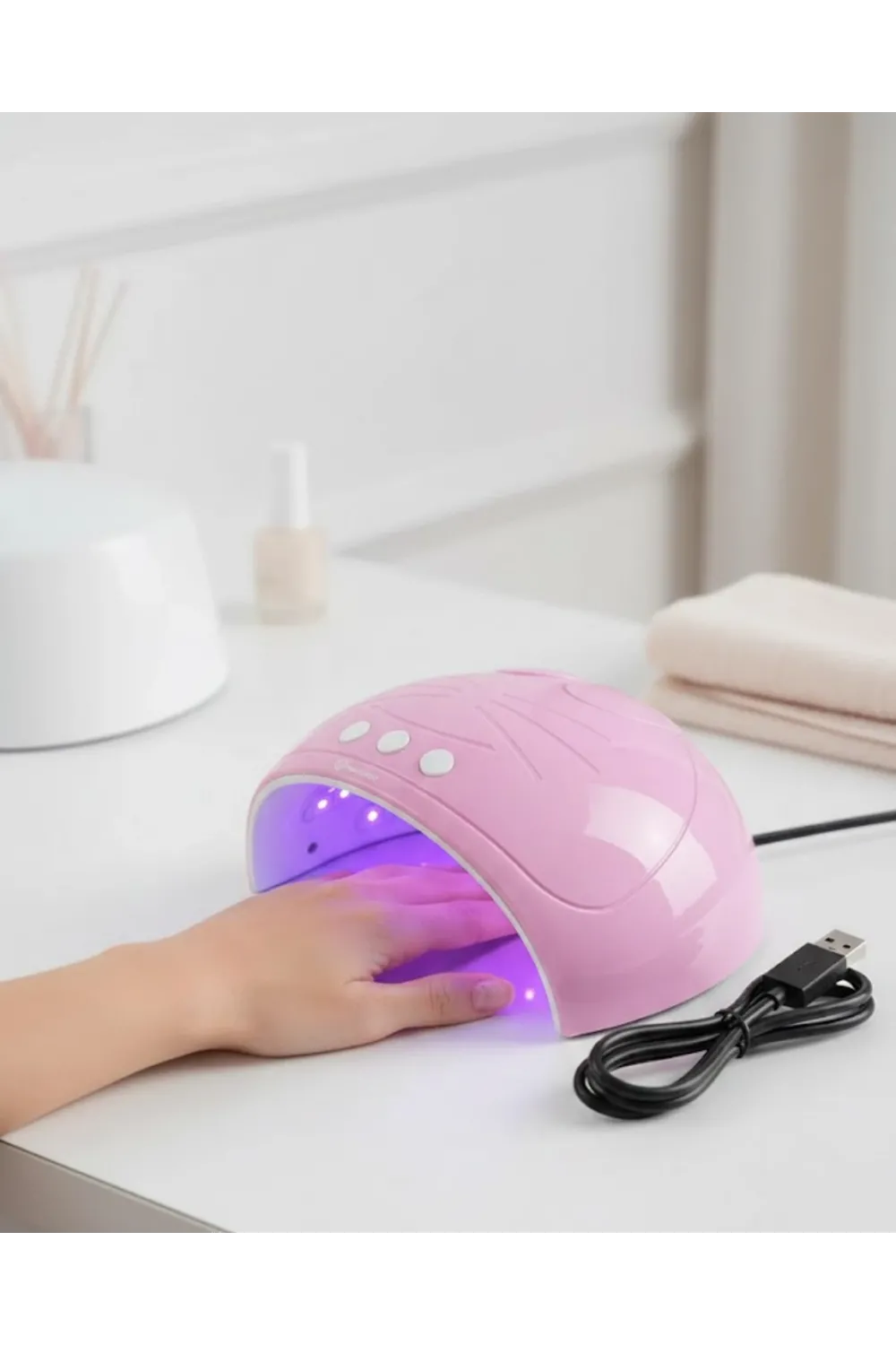 Ultraviyole Işıklı 15 Ledli 45w Oje Kurutucu Makine Pembe