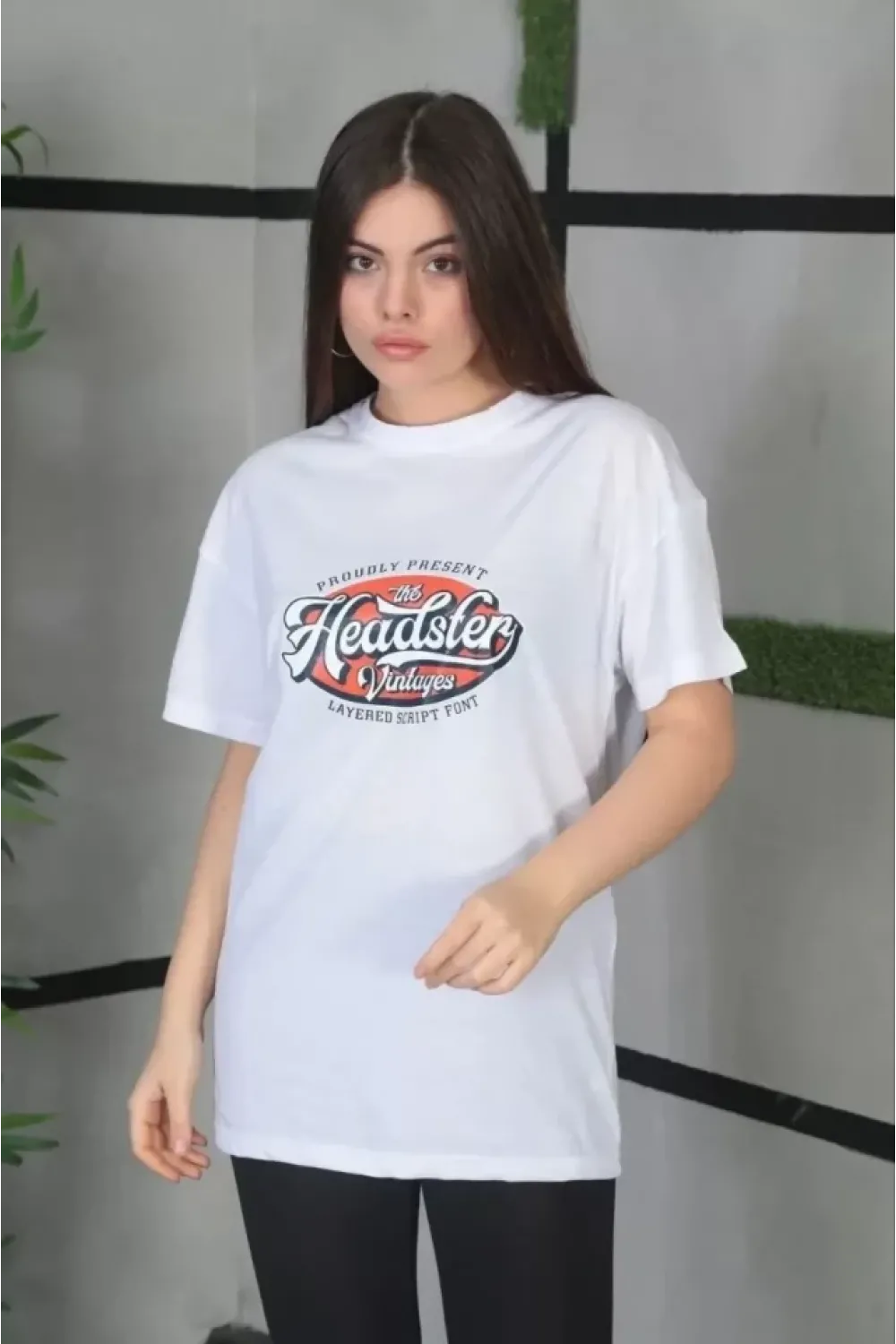 Unisex Baskılı Oversize T-Shirt - Beyaz