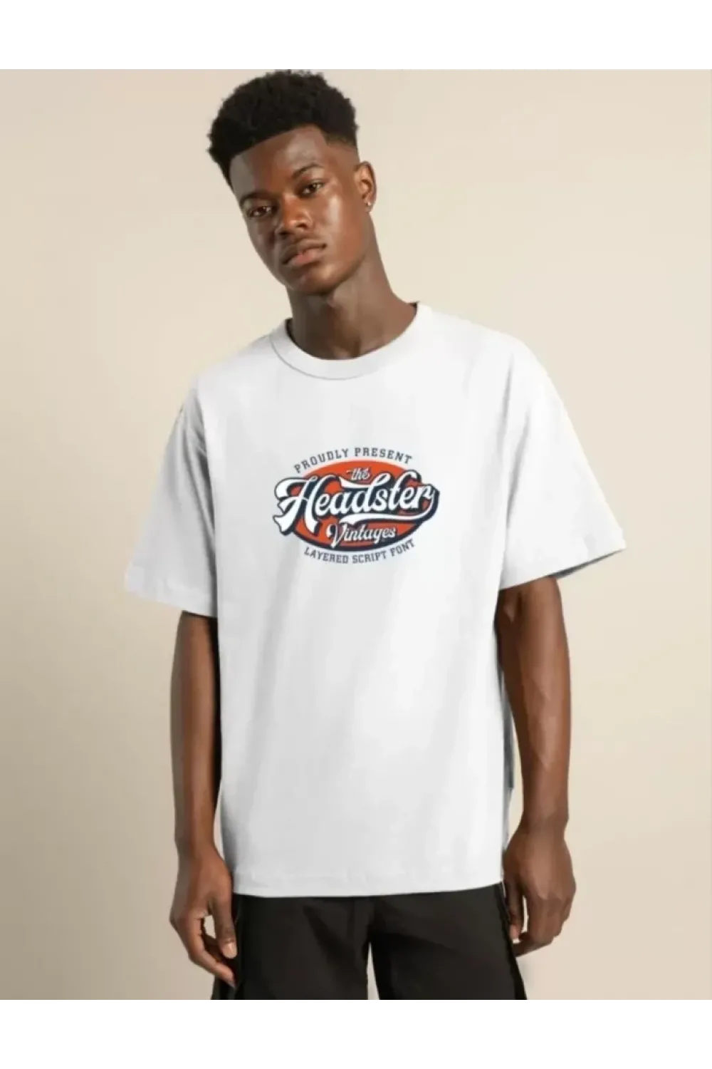 Unisex Baskılı Oversize T-Shirt - Beyaz