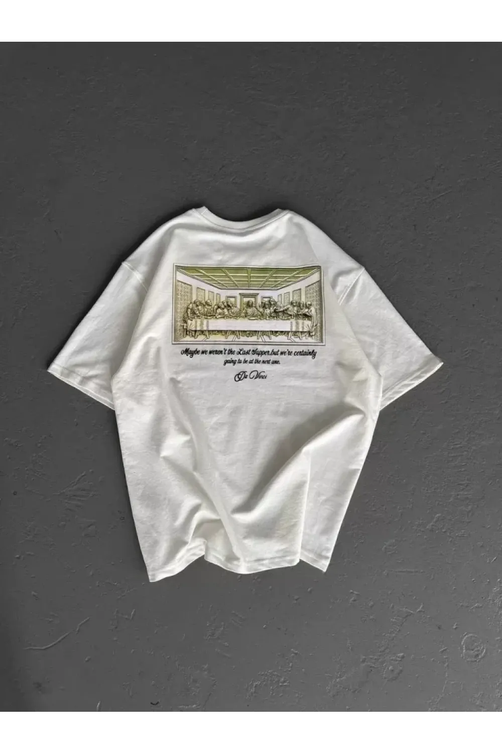 Unisex Baskılı Oversize T-Shirt - Beyaz