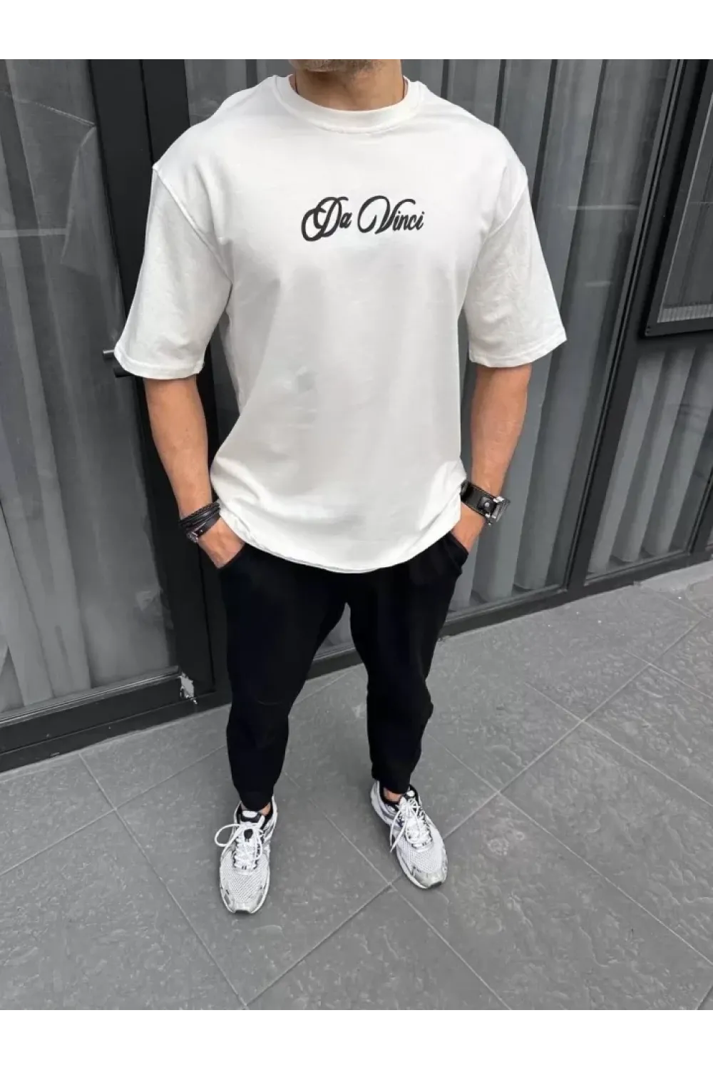Unisex Baskılı Oversize T-Shirt - Beyaz