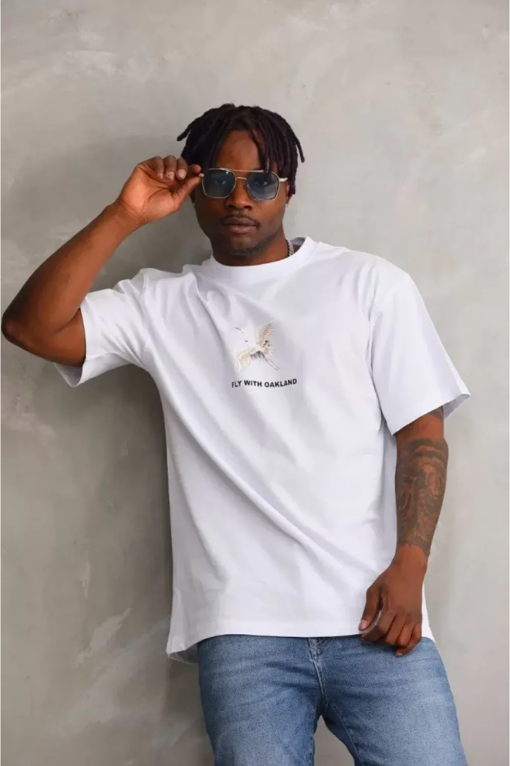 Unisex Baskılı Oversize T-Shirt - Beyaz