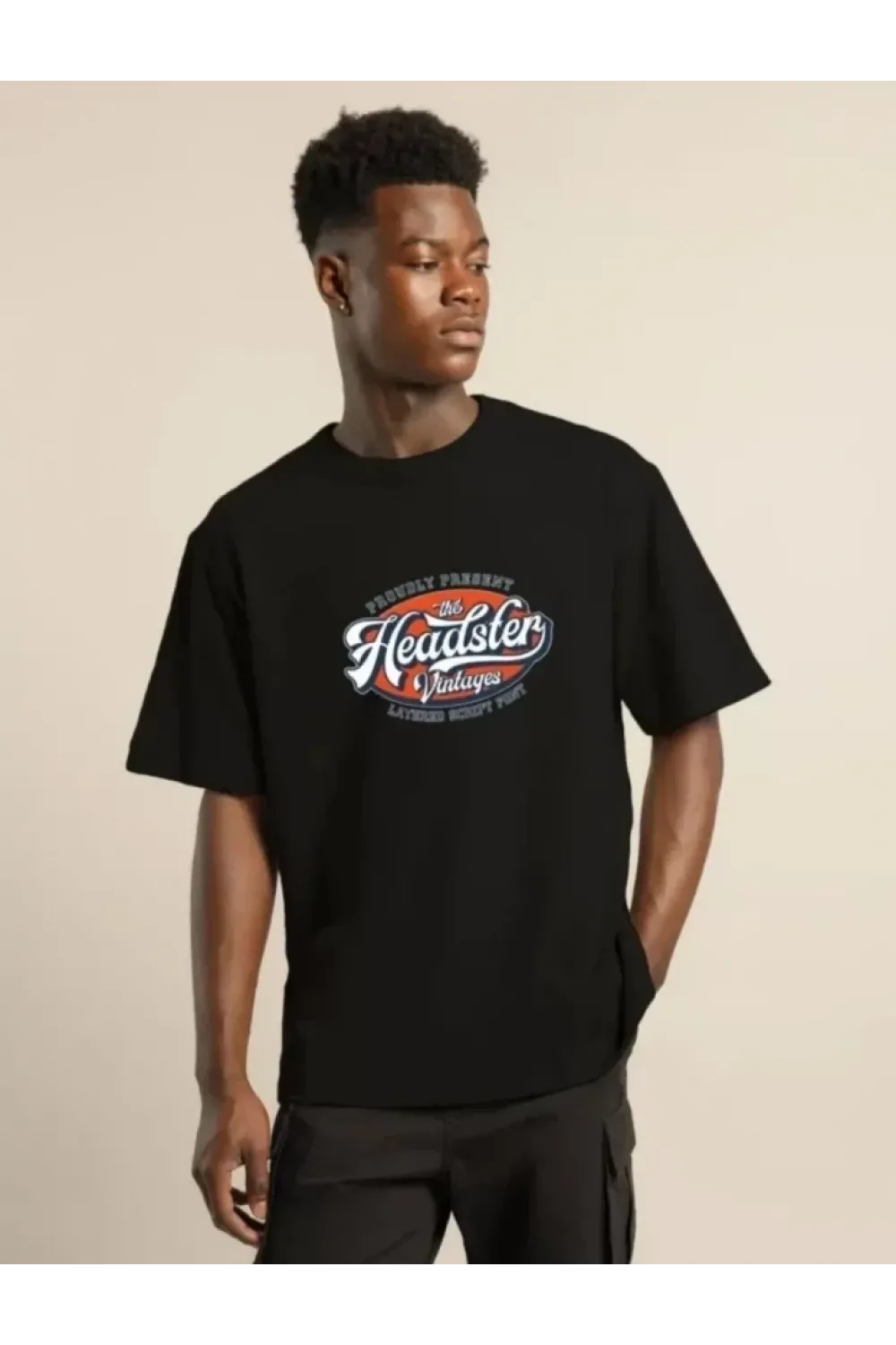 Unisex Baskılı Oversize T-Shirt - Siyah