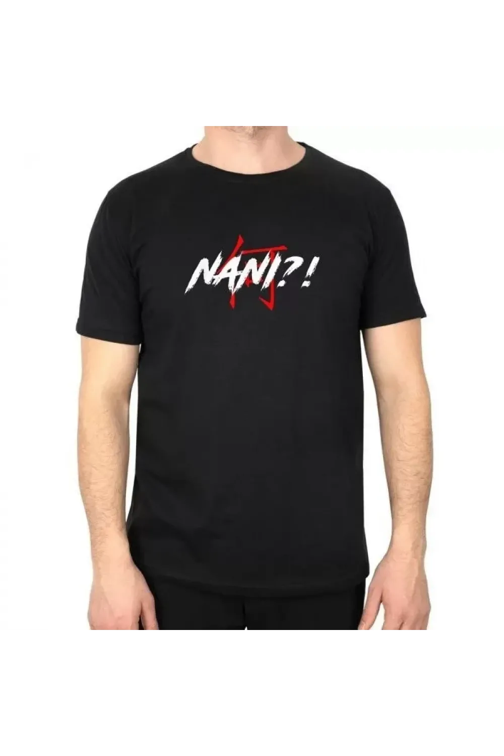 Unisex Bisiklet Yaka Baskılı Oversize T-Shirt - Siyah